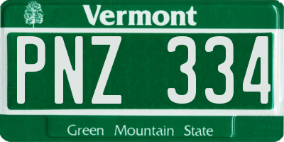 VT license plate PNZ334
