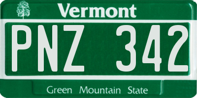 VT license plate PNZ342