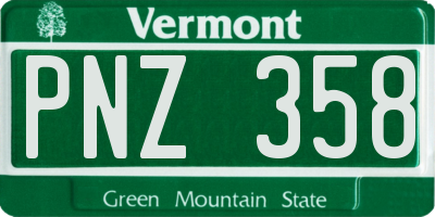 VT license plate PNZ358