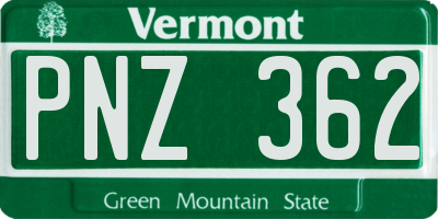VT license plate PNZ362