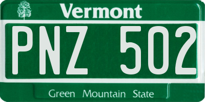VT license plate PNZ502