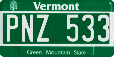 VT license plate PNZ533