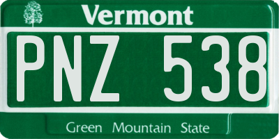 VT license plate PNZ538