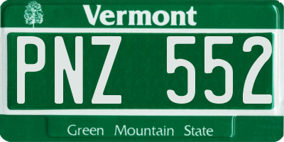 VT license plate PNZ552
