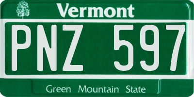 VT license plate PNZ597