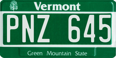 VT license plate PNZ645