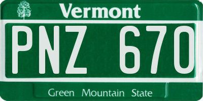 VT license plate PNZ670
