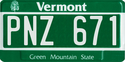 VT license plate PNZ671