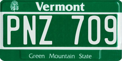 VT license plate PNZ709