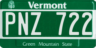 VT license plate PNZ722