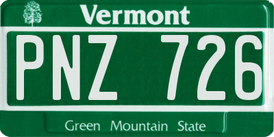 VT license plate PNZ726