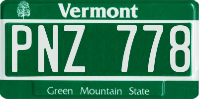 VT license plate PNZ778