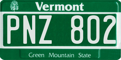 VT license plate PNZ802