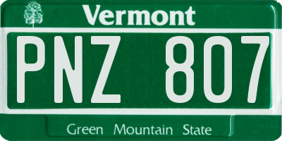 VT license plate PNZ807