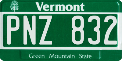 VT license plate PNZ832