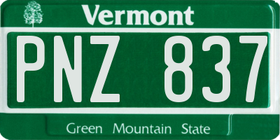 VT license plate PNZ837