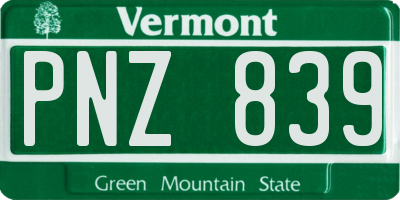 VT license plate PNZ839