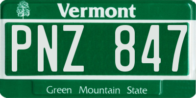 VT license plate PNZ847