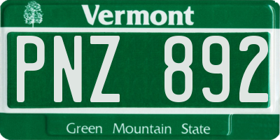 VT license plate PNZ892