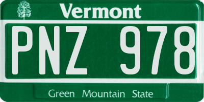 VT license plate PNZ978
