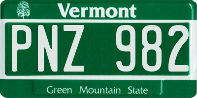 VT license plate PNZ982