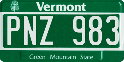 VT license plate PNZ983