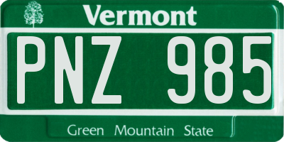 VT license plate PNZ985