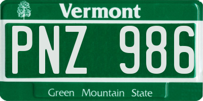 VT license plate PNZ986