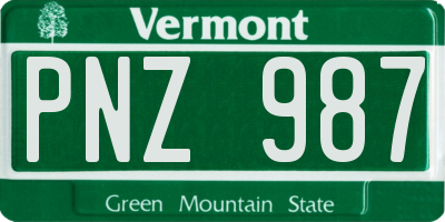 VT license plate PNZ987