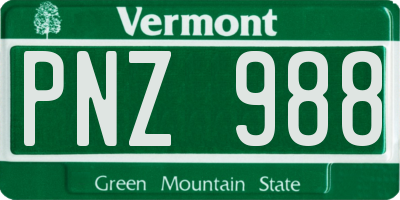 VT license plate PNZ988
