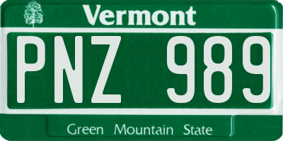 VT license plate PNZ989