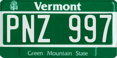 VT license plate PNZ997