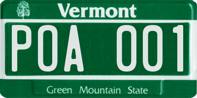 VT license plate POA001