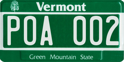 VT license plate POA002