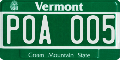 VT license plate POA005