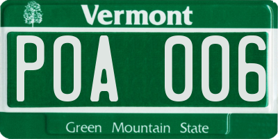 VT license plate POA006