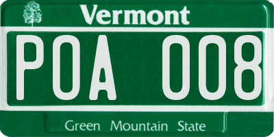 VT license plate POA008
