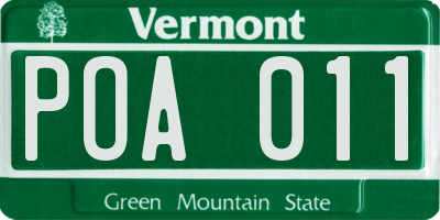 VT license plate POA011