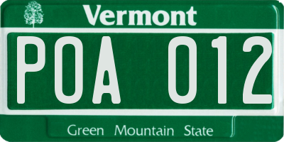 VT license plate POA012