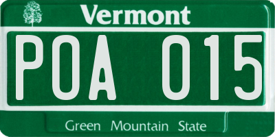VT license plate POA015