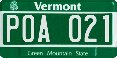 VT license plate POA021