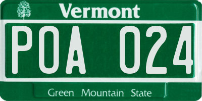 VT license plate POA024