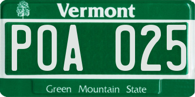 VT license plate POA025