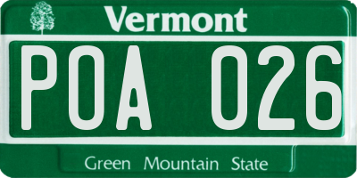 VT license plate POA026