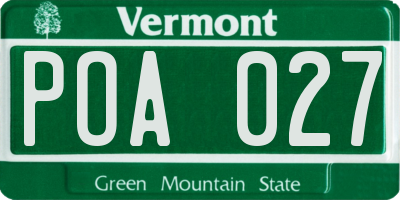 VT license plate POA027
