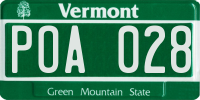 VT license plate POA028