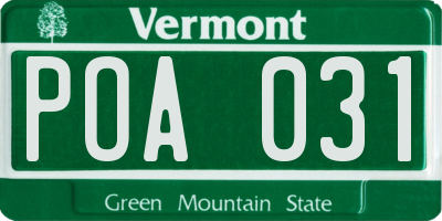 VT license plate POA031