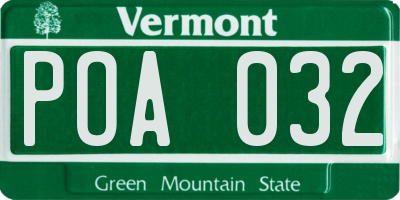 VT license plate POA032