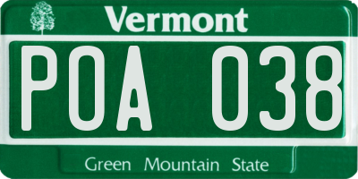 VT license plate POA038