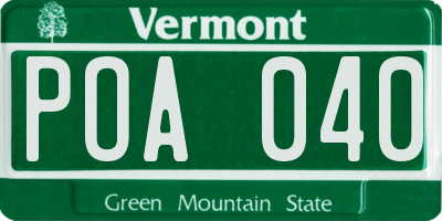 VT license plate POA040